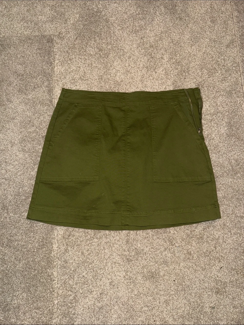 Free Assembly Green Utility Denim Twill Skirt Side Zip